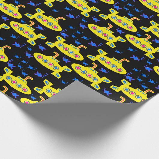 Gelbe U-Boote schwarz Geschenkpapier (Ecke)