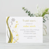 Gelbe u. graue Blumencharmeeinladung Einladung (Stehend Vorderseite)