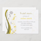 Gelbe u. graue Blumencharmeeinladung Einladung (Vorne/Hinten)