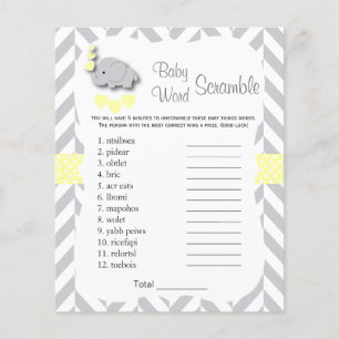 Gelbe u. graue Elefant-Babyparty - Jagd Flyer