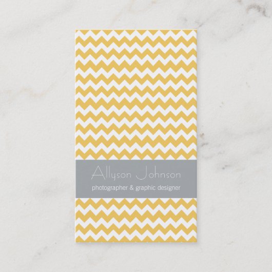 Gelbe u. graue Zickzack Entwurfs-Geschäfts-Karten Visitenkarte (Vorderseite)