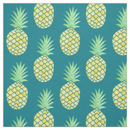 Gelbe u. grüne hawaiische Aquarell-Ananas Stoff