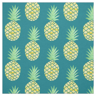 Gelbe u. grüne hawaiische Aquarell-Ananas Stoff