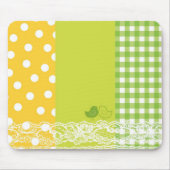 Gelbe u. grüne Vogel-Einklebebuch-Spitze Mousepad (Vorne)