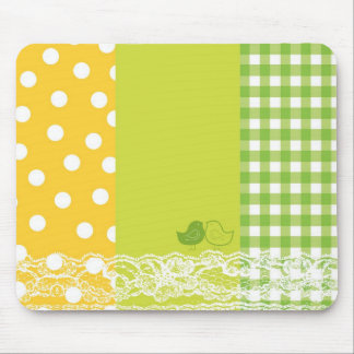 Gelbe u. grüne Vogel-Einklebebuch-Spitze Mousepad