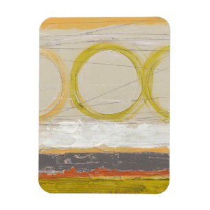 Gelbe u. orange Kreise auf mehrfarbigem Magnet