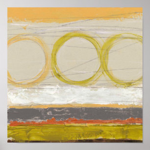Gelbe u. orange Kreise auf mehrfarbigem Poster
