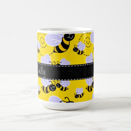 Gelbe u. schwarze Hummel-Biene Kaffeetasse (Mittel)
