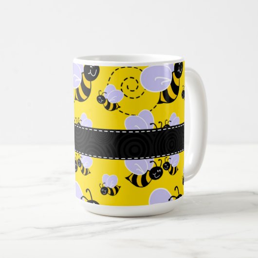 Gelbe u. schwarze Hummel-Biene Kaffeetasse (VorderseiteRechts)