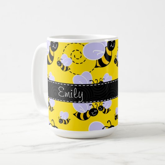 Gelbe u. schwarze Hummel-Biene Kaffeetasse (Vorderseite Links)