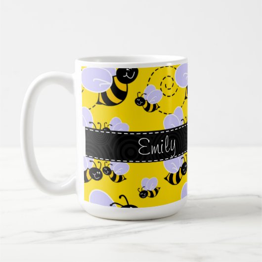 Gelbe u. schwarze Hummel-Biene Kaffeetasse (Links)