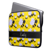 Gelbe u. schwarze Hummel-Biene Laptopschutzhülle (Vorderseite Links)