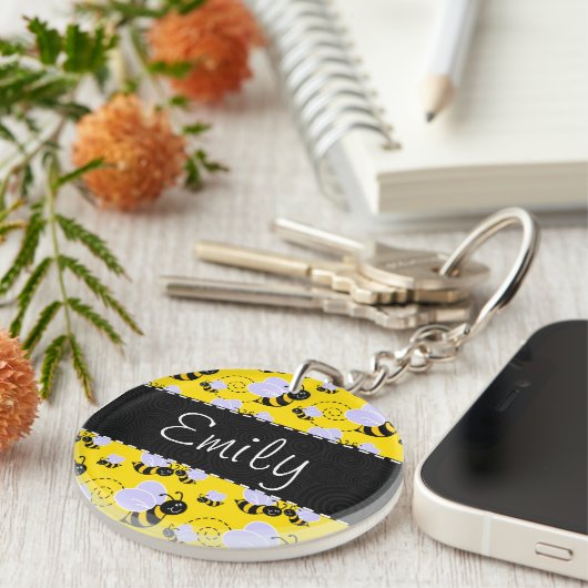 Gelbe u. schwarze Hummel-Biene Schlüsselanhänger (Vorderseite rechts)