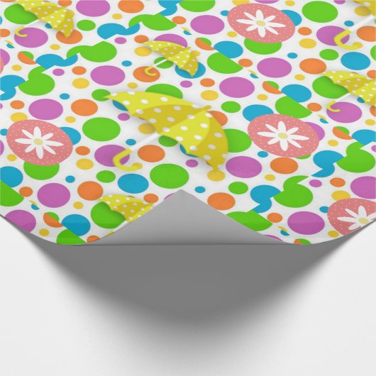 Gelbe Umbreller aus glänzendem Wrapping Geschenkpapier (Ecke)