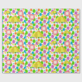 Gelbe Umbreller aus glänzendem Wrapping Geschenkpapier (Flach)