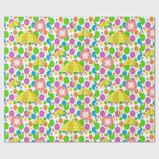 Gelbe Umbreller aus glänzendem Wrapping Geschenkpapier (Flach)