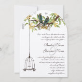 Gelbe und Aquamarin blühende Blüte von Vögeln Einladung (Vorderseite)