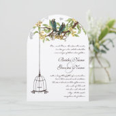 Gelbe und Aquamarin blühende Blüte von Vögeln Einladung (Stehend Vorderseite)