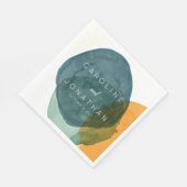 Gelbe und Aquamarine Abstrakte Wasserfarbe Eigene  Serviette (Ecke)