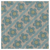 Gelbe und Aquamarine Blume Stoff (Nahaufnahme)