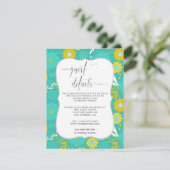 Gelbe und Aquamarine Blumengäste Details Begleitkarte (Stehend Vorderseite)