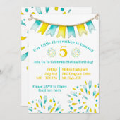 Gelbe und Aquamarine Feuerwehr, Feuerwerk zum Gebu Einladung (Vorne/Hinten)