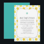 Gelbe und Aquamarine florale Bat Mitzvah Einladung<br><div class="desc">Die gelbe und türkisfarbene Fledermaus-Mitzvah-Einladung wurde so konzipiert,  dass sie schnell und einfach auf Ihre Eventspezifikationen zugeschnitten ist.</div>