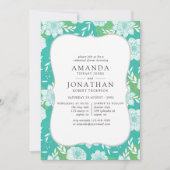 Gelbe und Aquamarine florale Probe Abendessen Einladung (Vorderseite)