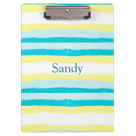 Gelbe und Aquamarine Personalisierte Bezeichnung Z Klemmbrett