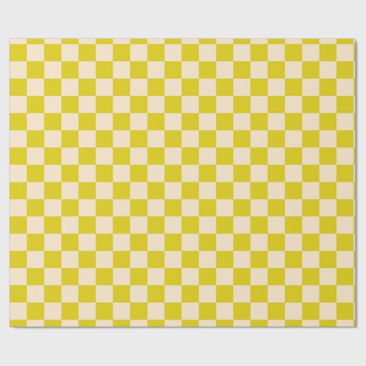 Gelbe und beige Checkerboard Geschenkpapier (Flach)