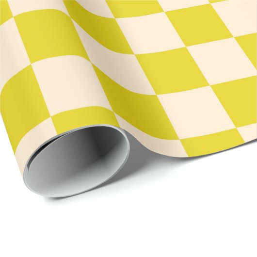 Gelbe und beige Checkerboard Geschenkpapier (Rolleneckpunkt)