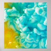 Gelbe und blaue abstrakte Farbspritze im Hintergru Poster (Vorne)