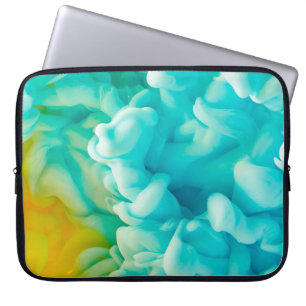Gelbe und blaue abstrakte Mal-Spritz Hintergrund Laptopschutzhülle