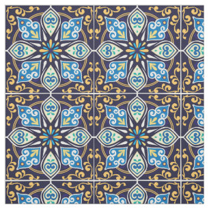 Gelbe und blaue Azulejos-Stoffe Stoff