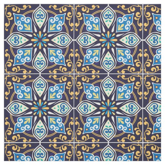 Gelbe und blaue Azulejos-Stoffe Stoff (Muster)