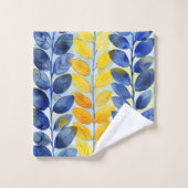 Gelbe und blaue Blätter Badhandtuch Set (Waschlappen)