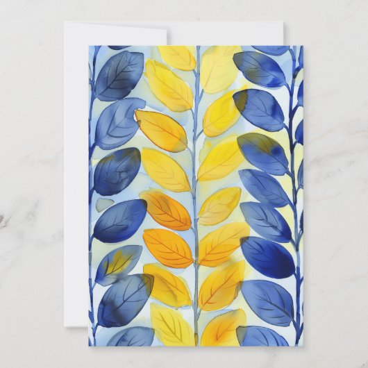 Gelbe und blaue Blätter Dankeskarte (Vorderseite)