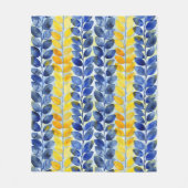 Gelbe und blaue Blätter Fleecedecke (Vorderseite)