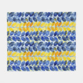 Gelbe und blaue Blätter Fleecedecke (Vorderseite (Horizontal))
