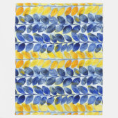 Gelbe und blaue Blätter Fleecedecke (Vorderseite)