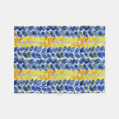 Gelbe und blaue Blätter Fleecedecke (Vorderseite (Horizontal))