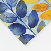 Gelbe und blaue Blätter Fleecedecke (Ecke)