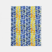 Gelbe und blaue Blätter Fleecedecke (Vorderseite)