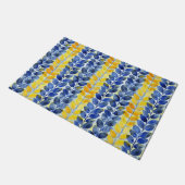 Gelbe und blaue Blätter Fußmatte (Schrägansicht)