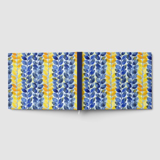 Gelbe und blaue Blätter Gästebuch (Voll)