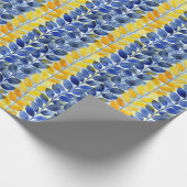 Gelbe und blaue Blätter Geschenkpapier (Ecke)