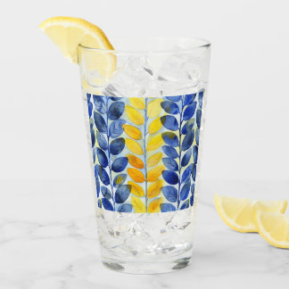 Gelbe und blaue Blätter Glas