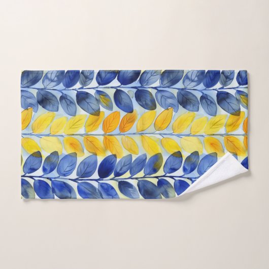Gelbe und blaue Blätter Handtuch (Handtuch)