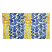 Gelbe und blaue Blätter Kissenbezug (Rückseite-Rechts)