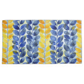 Gelbe und blaue Blätter Kissenbezug (Vorderseite-Rechts)